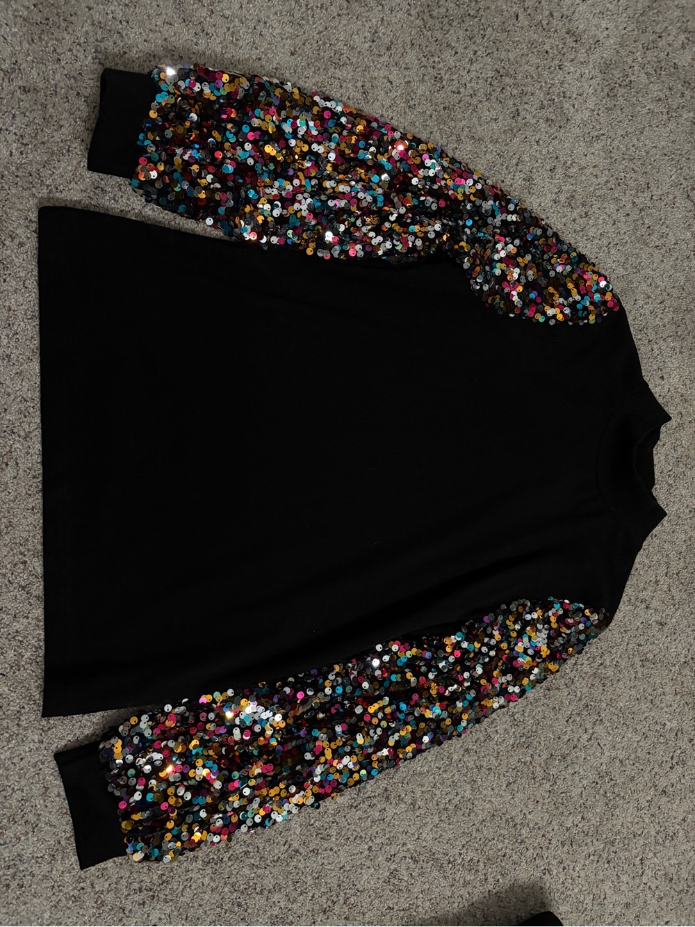 Black Sequin-Sleeve Turtleneck Sweater